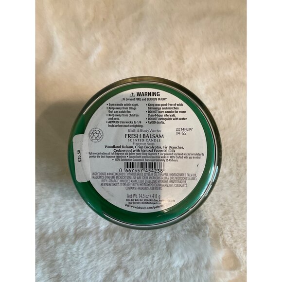 Bath & Body Works NEW Fresh Balsam 3-Wick Scented Candle - Picture 5 of 5